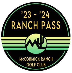 A black and green logo for the mccormick ranch golf club.