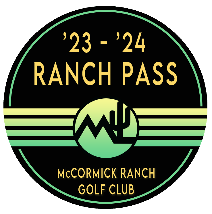 A black and green logo for the mccormick ranch golf club.