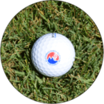 A golf ball with the logo of pepsi cola.