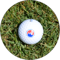 A golf ball with the logo of pepsi cola.