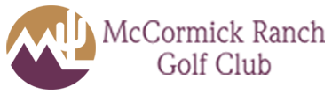 A green background with the words mccormick golf written in purple.