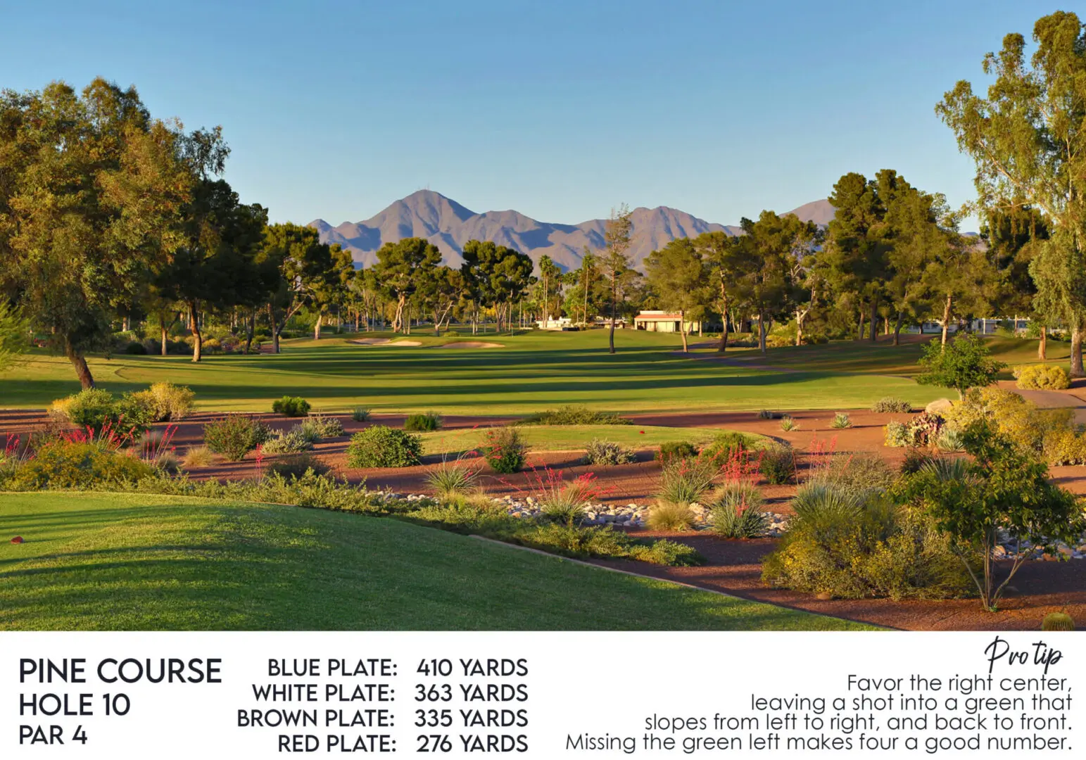 McCormick Ranch Golf Club Pine Course Hole 10 with a descriptive text