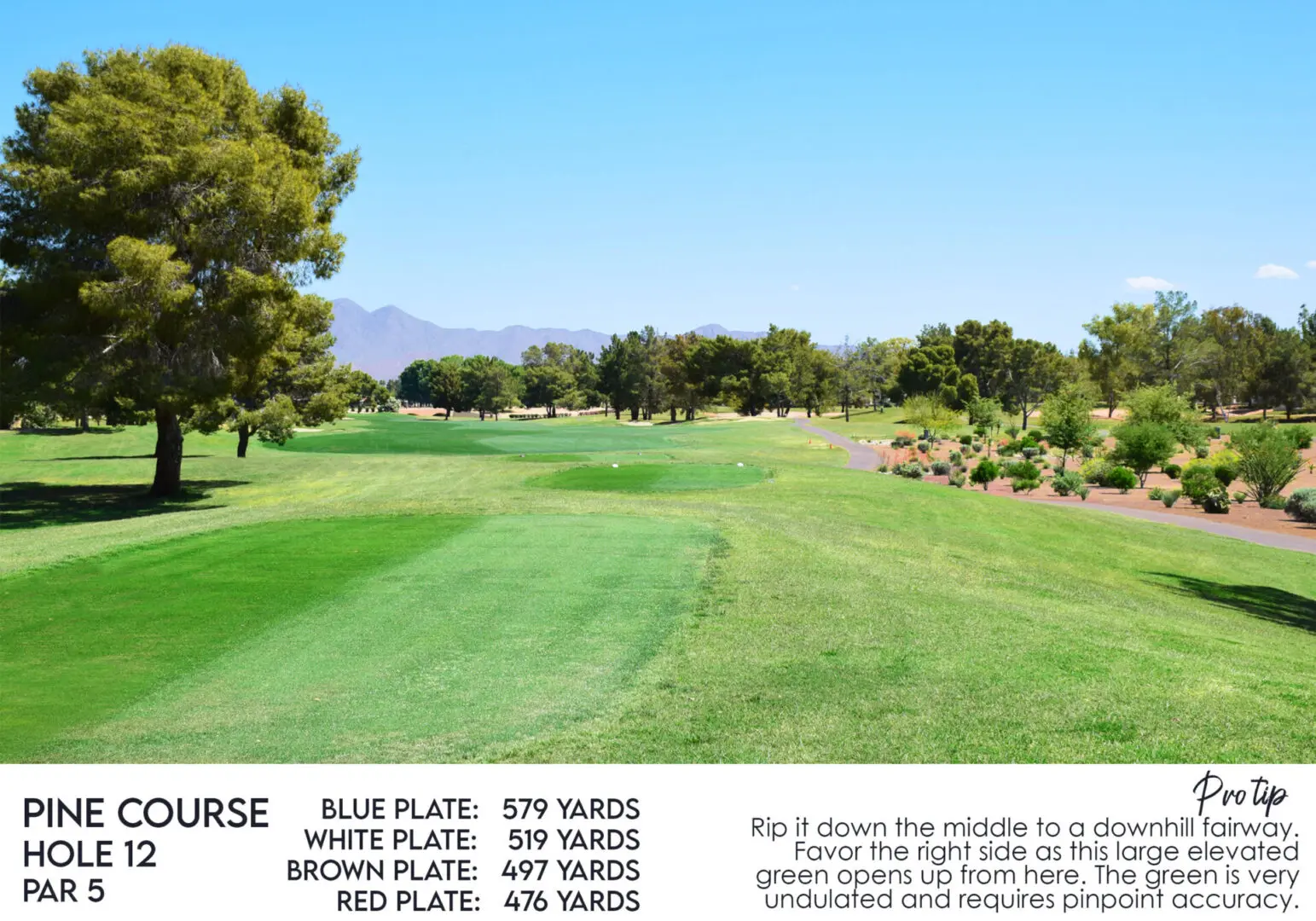 McCormick Ranch Golf Club Pine Course Hole 12 with a descriptive text