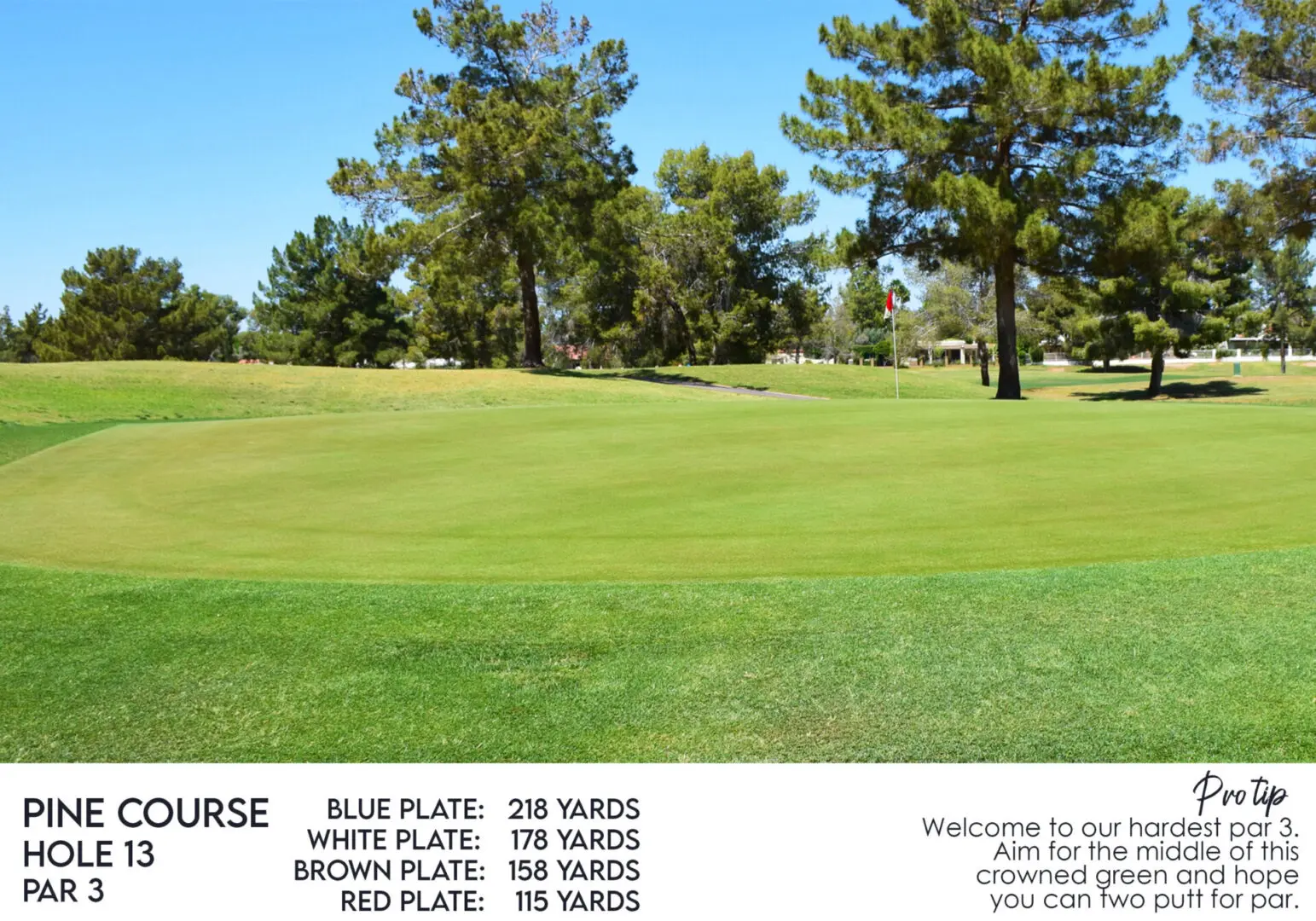 McCormick Ranch Golf Club Pine Course Hole 13 with a descriptive text