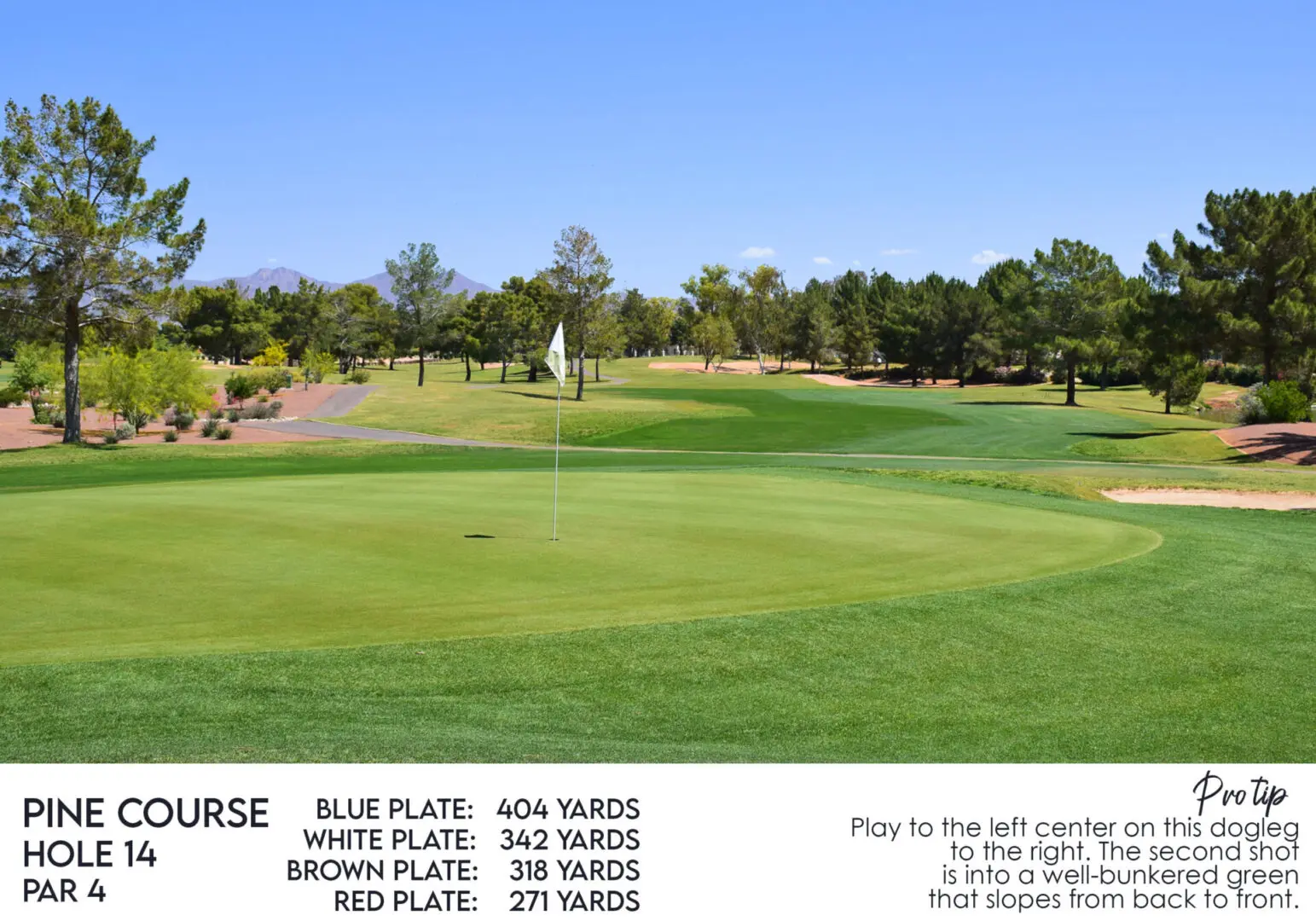 McCormick Ranch Golf Club Pine Course Hole 14 with a descriptive text