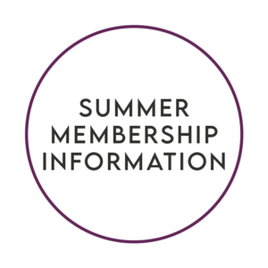 A circle with the words summer membership information in it.