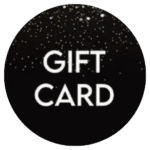 A black circle with the word gift card in it.